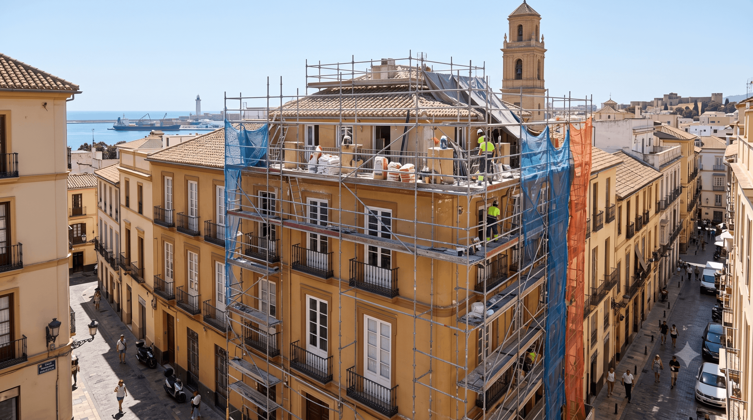 alquiler montaje andamios malaga scaled - Alquiler y montaje de andamios en M&aacute;laga: claves para planificar una obra segura
