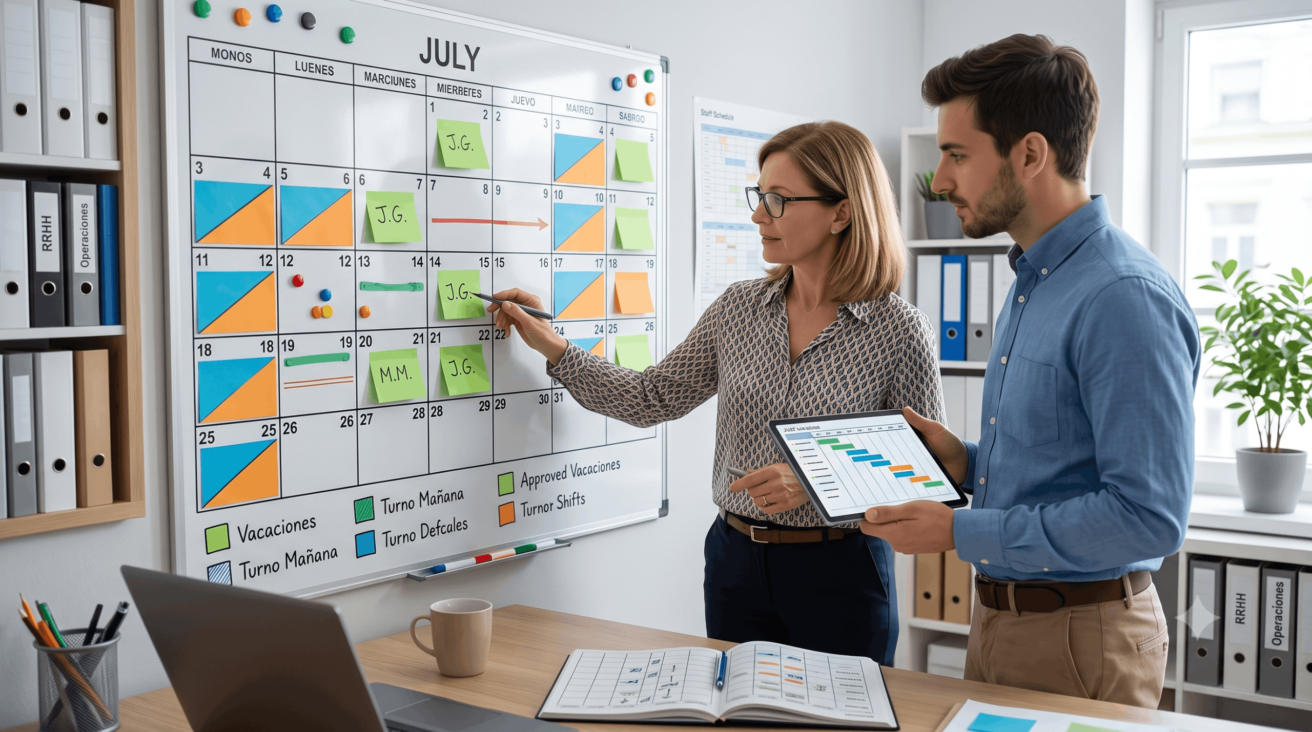 Asesoría laboral en Sanlúcar la Mayor: cómo coordinar vacaciones, bajas y turnos calendario vacaciones turnos empresa scaled - Asesoría laboral en Sanlúcar la Mayor: cómo coordinar vacaciones, bajas y turnos