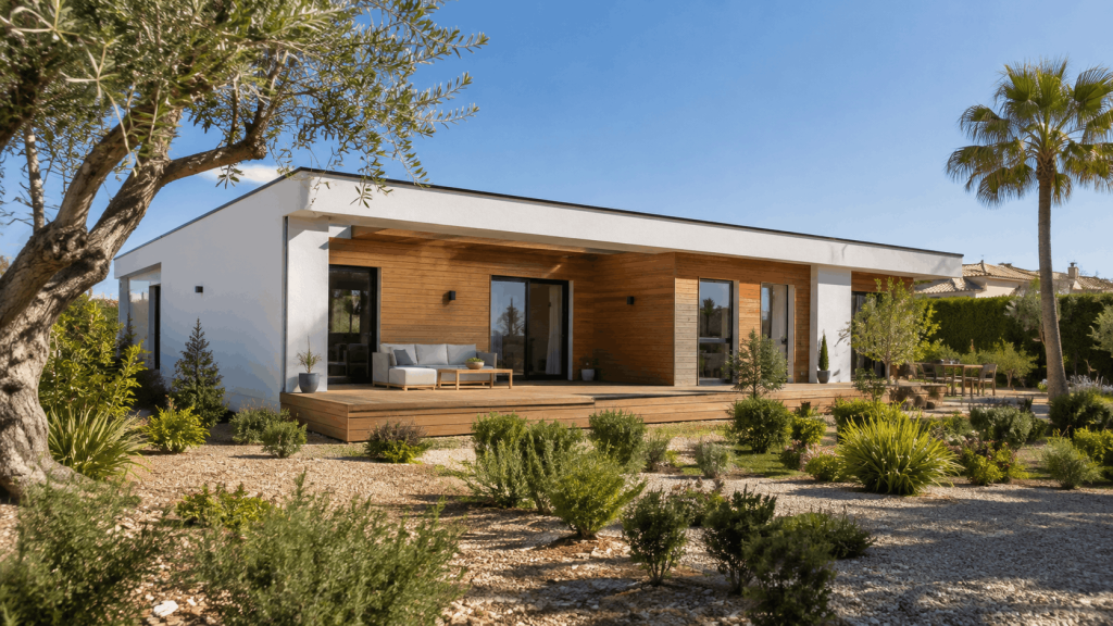 Casa prefabricada moderna en parcela con jardín en Sevilla
