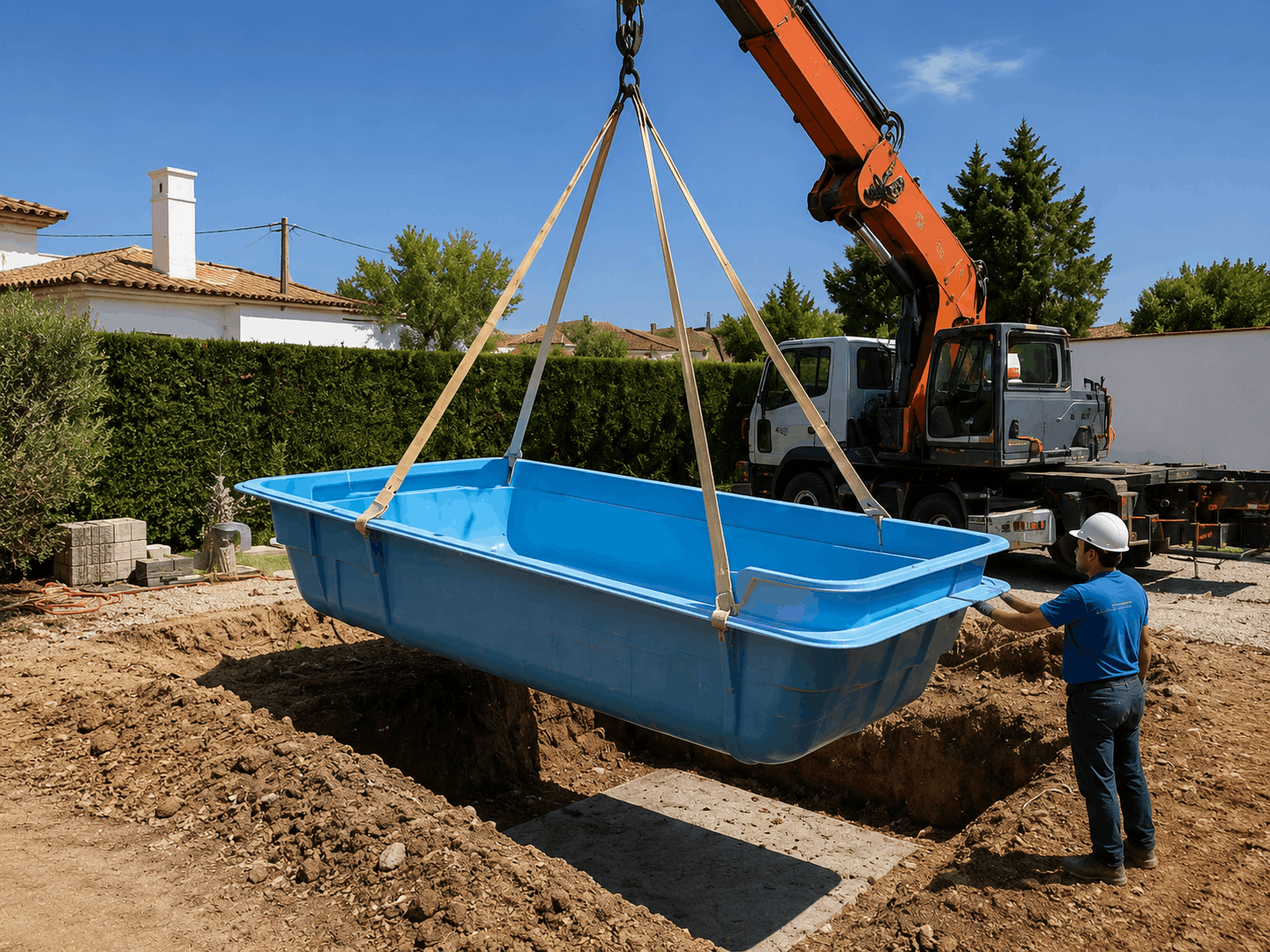 instalacion piscina poliester grua sevilla - Fabricaci&oacute;n de piscinas de poli&eacute;ster en Sevilla: c&oacute;mo se hacen y qu&eacute; valorar